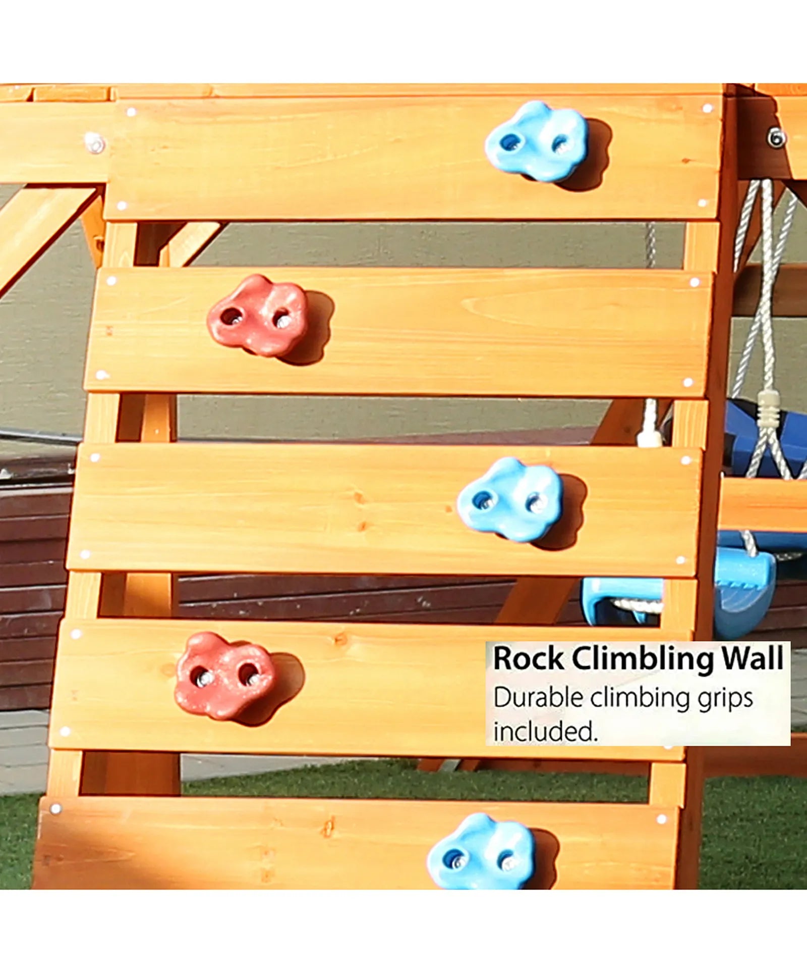 Megastars Dynamic Sports Olympia Wooden Swing Set and Monkey Bars with 8' Slide