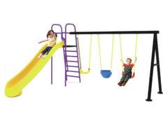 Sunnyside Backyard Playset Triple Metal Swing & Slide