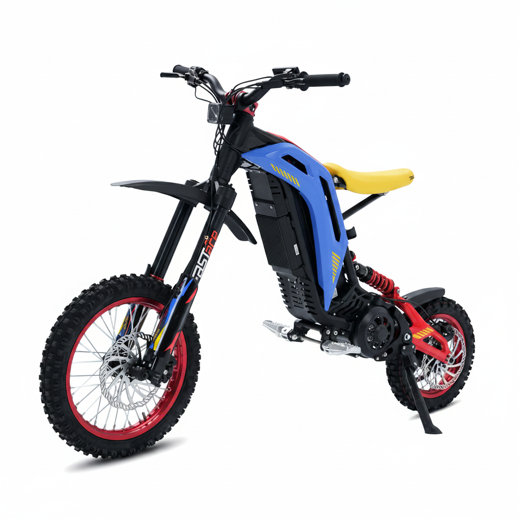 Blue and black Viper S Electric pit Bike with red tyres