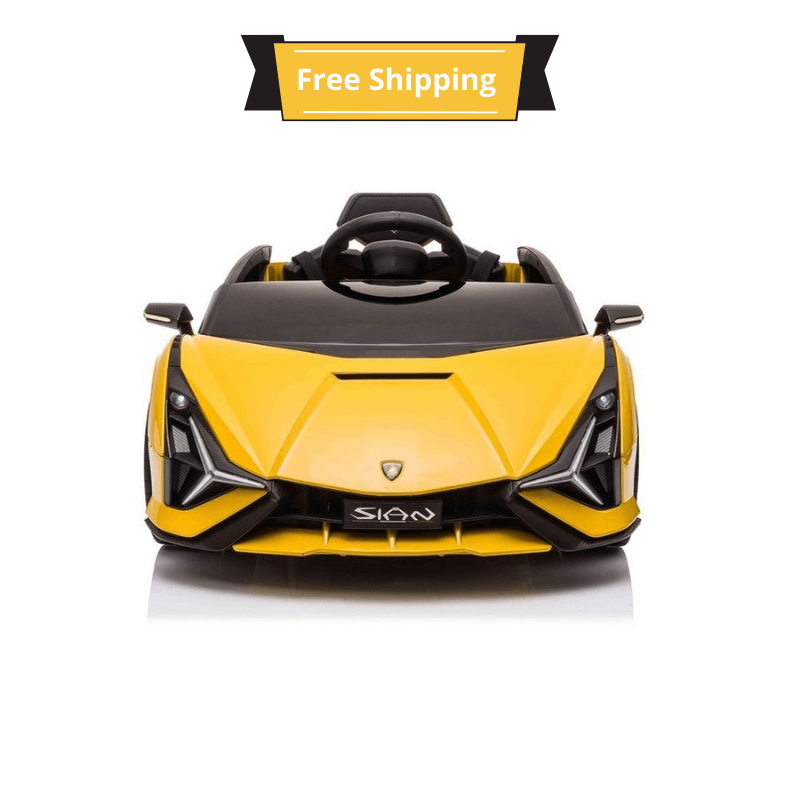 Yellow toy car with black accents 