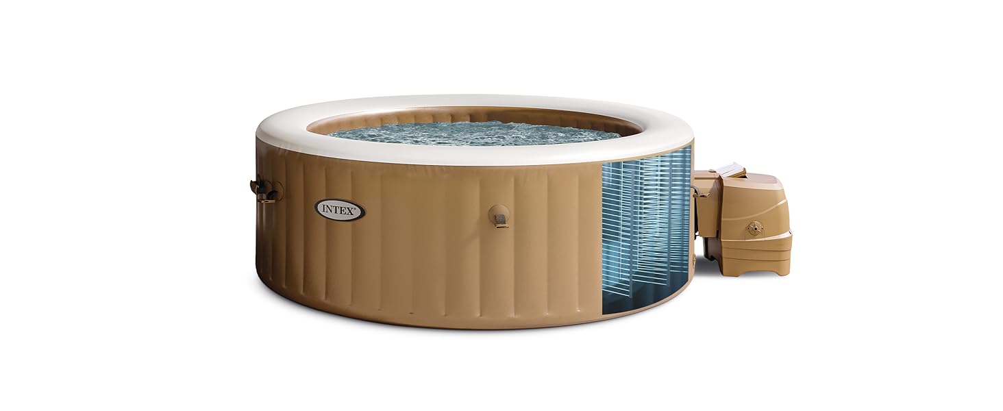 INTEX PureSpa 4 Person Bubble Massage Inflatable Hot Tub Spa Bundled and Adjustable Headrest