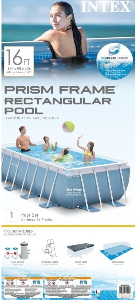Intex Prism Frame above ground Rectangular Pool Set 16 Ft. X 8 Ft. X 42 Inch