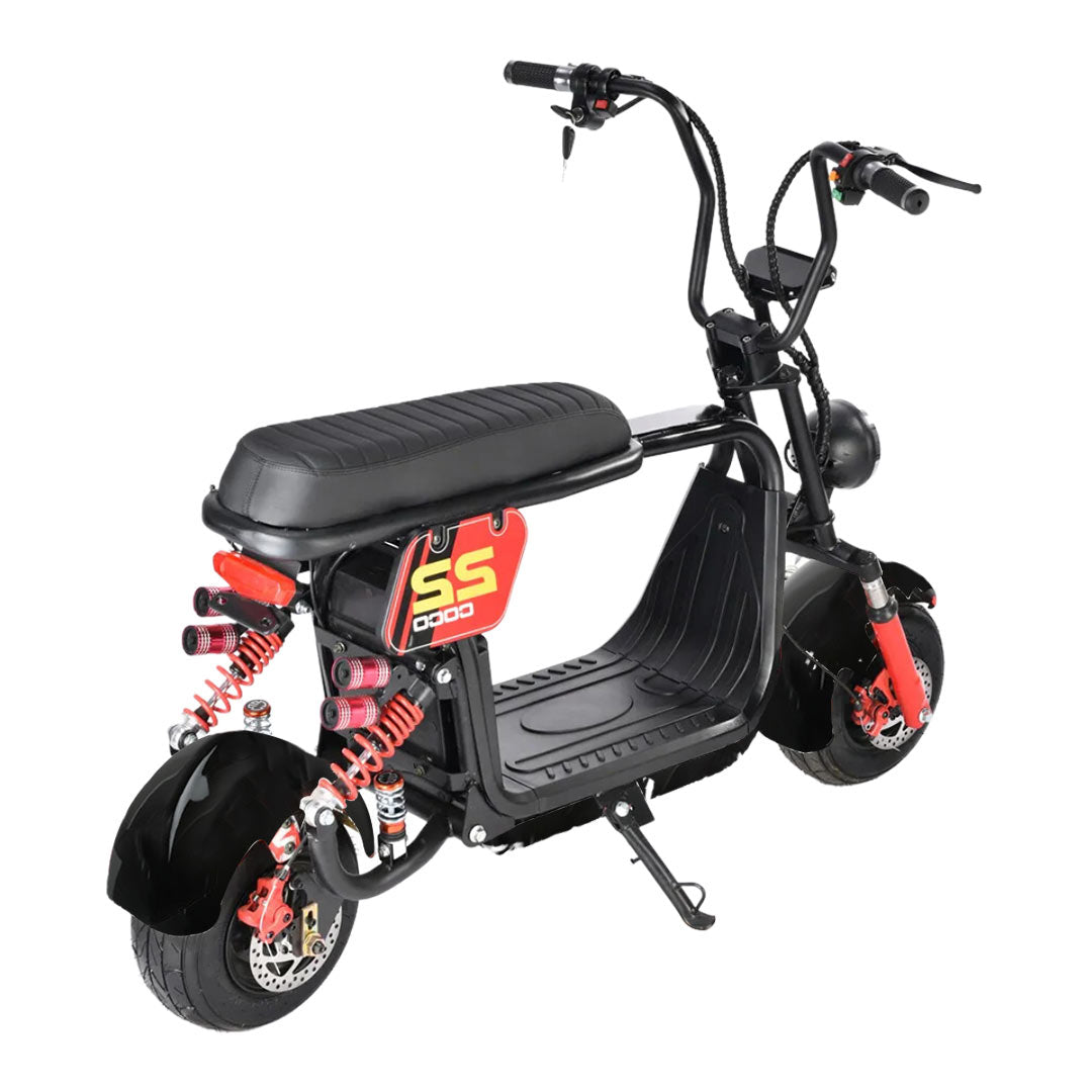 Electric Fat tyre harley scooter long seat  & removable battery- black color