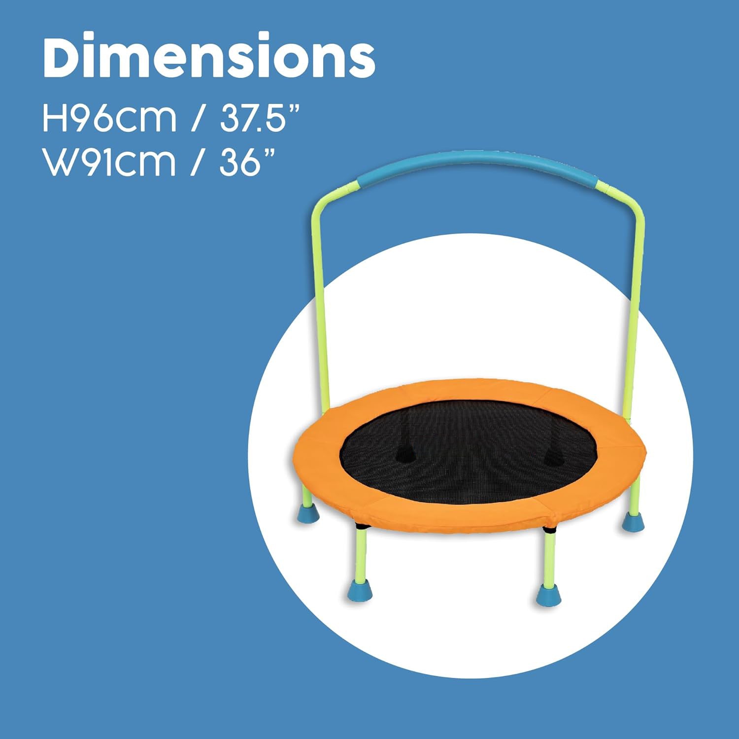 My First WonderJump Trampoline, Sturdy frame, High bounce, Non-slip surface, 3 Years+, 36 x 91 x 96 cm - Orange