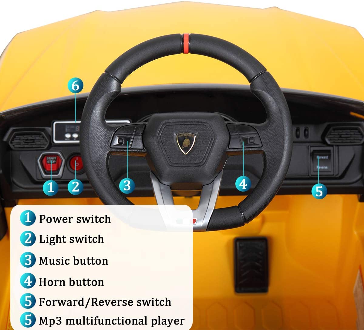 Dashboard of Licensed Lamborghini Urus Ride-On Toys with Remote Control