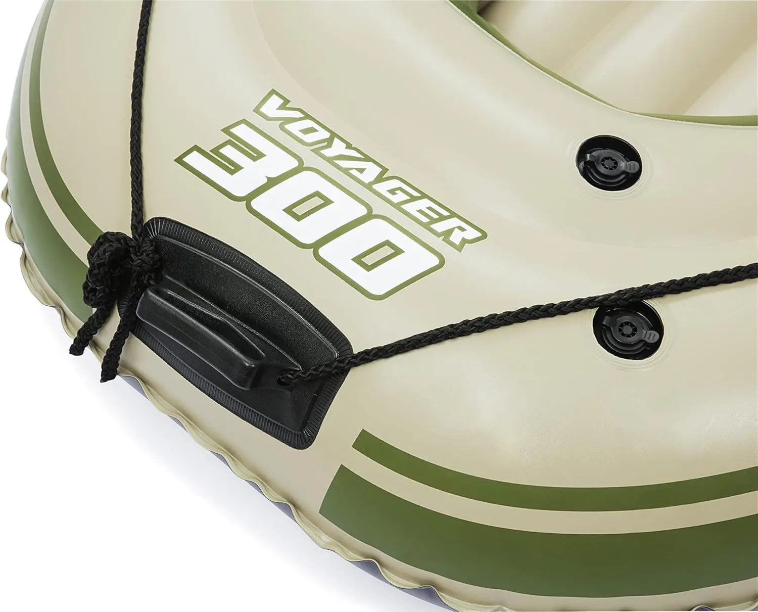Close-up of an inflatable tube with 'Voyager 300' 