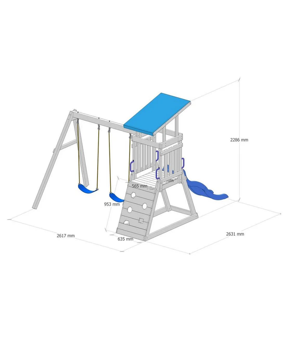 Megastars Dynamic Sports Arabian Cat Wooden Swing Set -(261.7 x 263.1 x 228.6 CM)