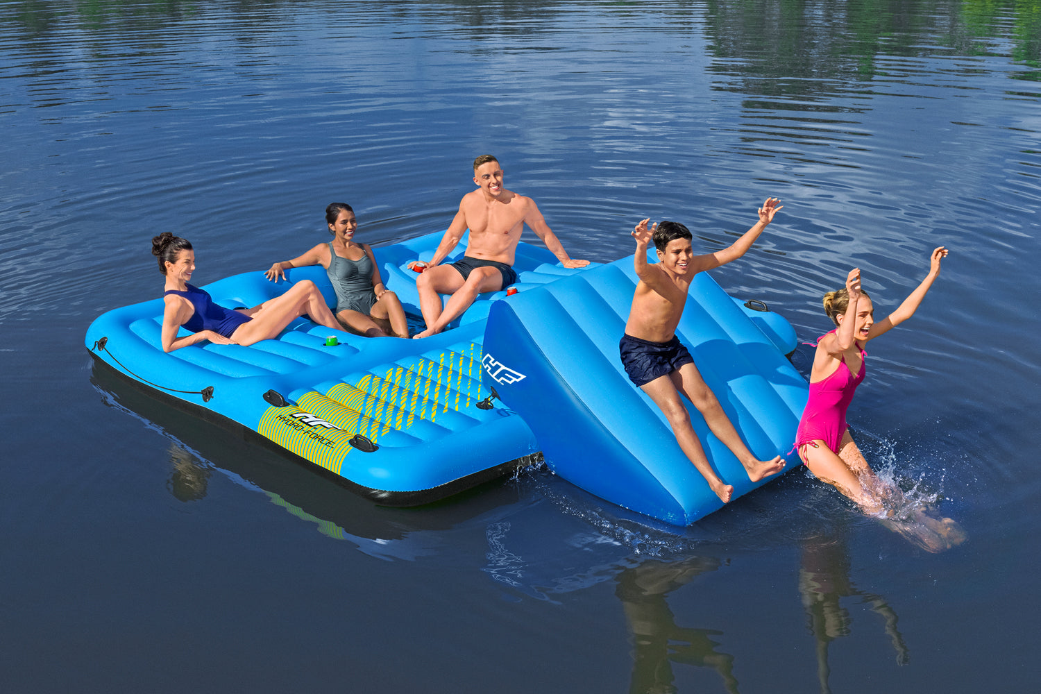 Bestway - Hydro-Force Summer Slide 5-Person Inflatable Activity Island 376x311 cm