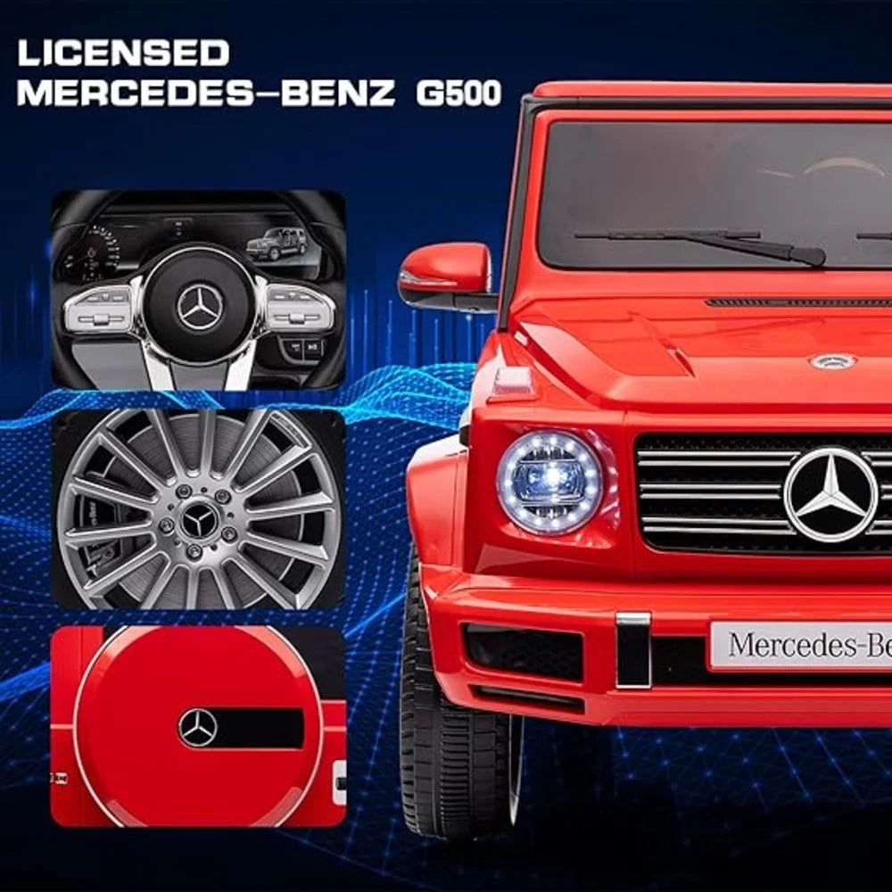 Red Mercedes-Benz G500 with various components