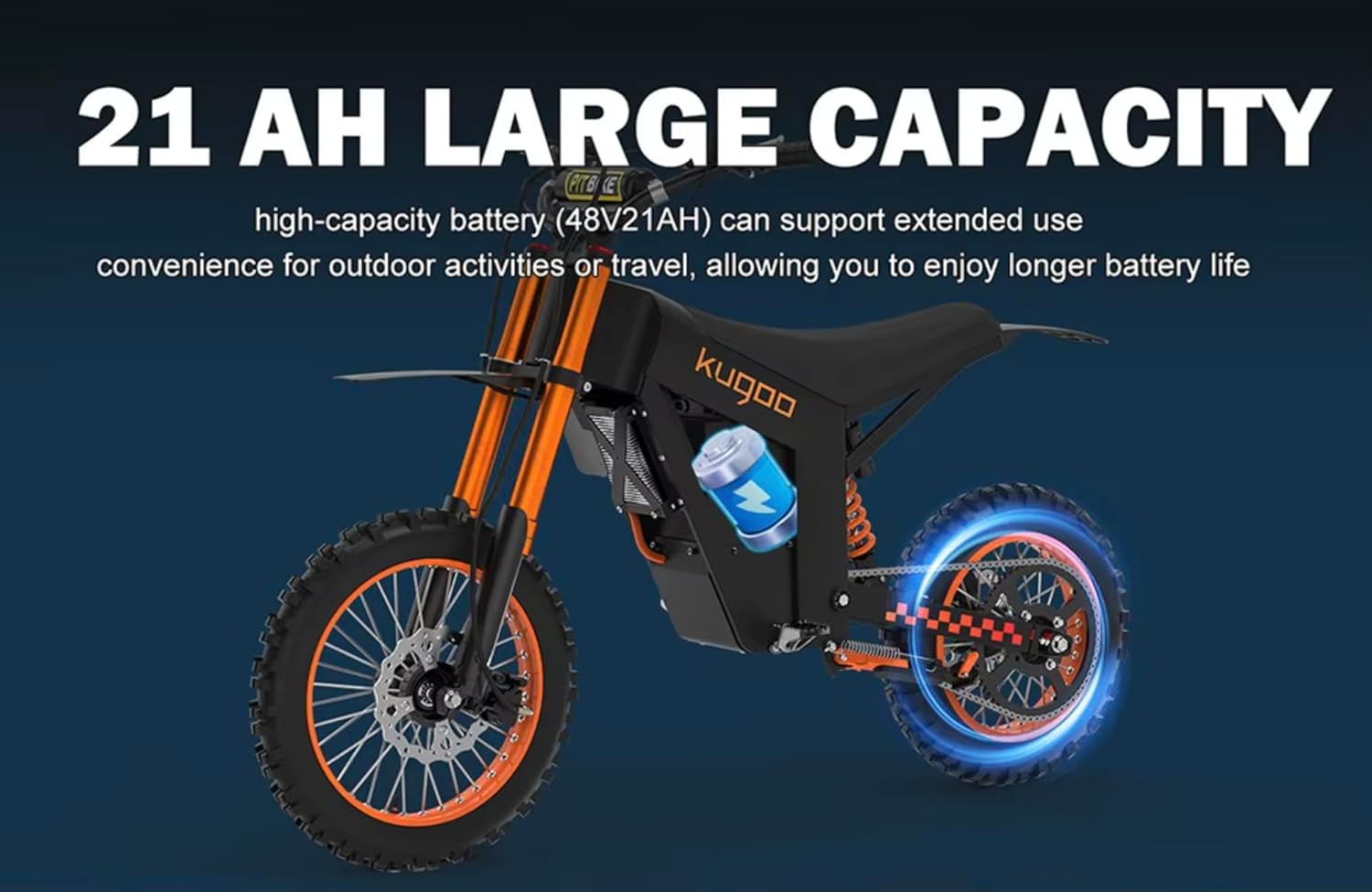 21 AH LARGE CAPACITY of Kugoo Wish 01 EV Dirt Bike