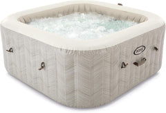 Intex 28446EX - PureSpa Chevron Deluxe Square 4 Seater Inflatable Hot Tub, 140 Jets, Heating, PVC, Multicoloured, 175 x 175 x 71 cm