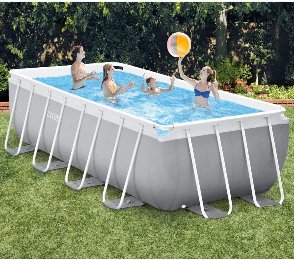 Intex 16 Ft. X 8 Ft. X 42 Inch Prism Frame Rectangular Pool Set Multi Colour, 26792Uk, 16 Ft. X 8 Ft. X 42-Inch Prism Frame Rectangular Pool Set