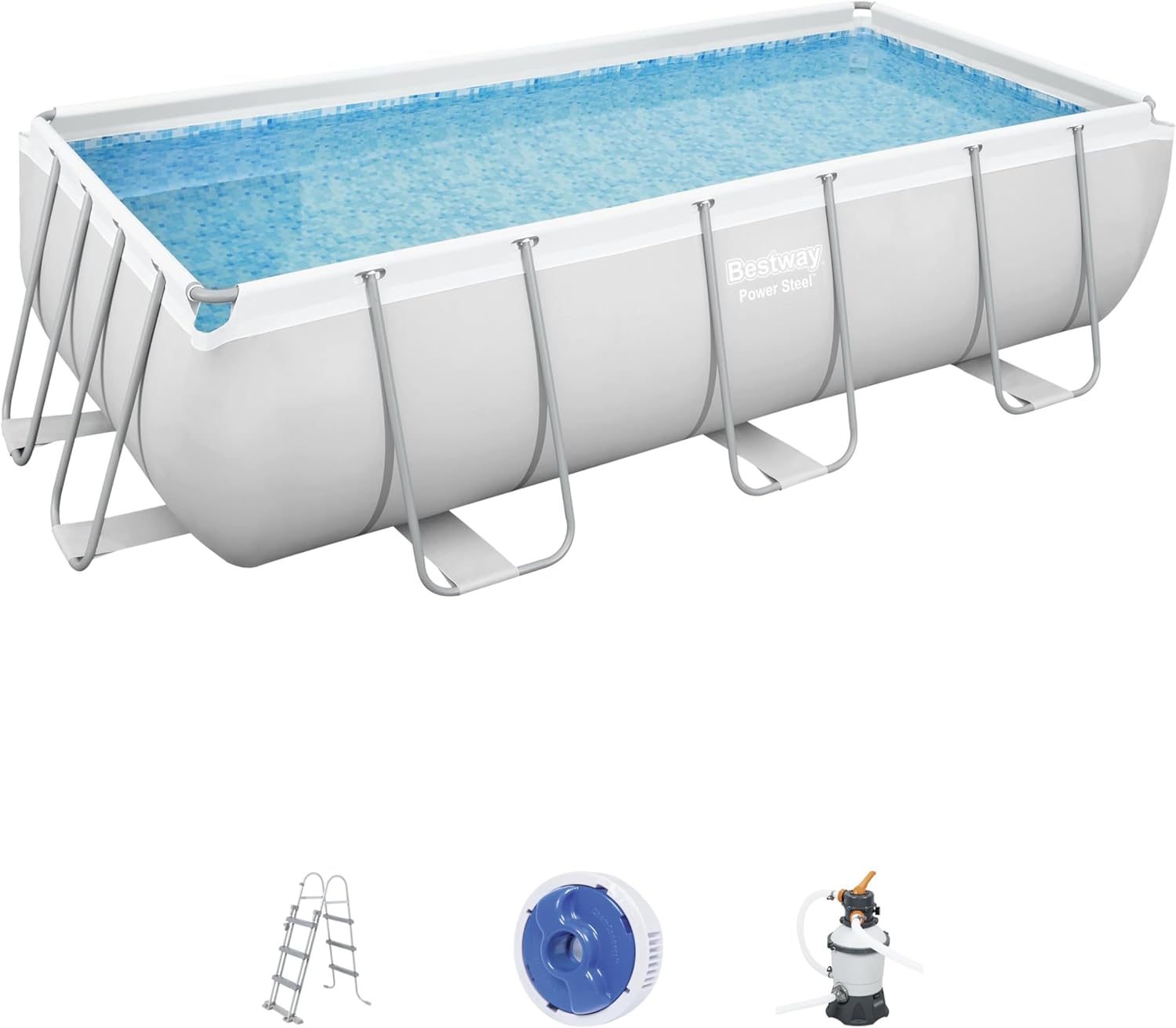 Bestway 16’ X 8’ X 48” Portable Set Power Steel Rectangular Swimming Pool
