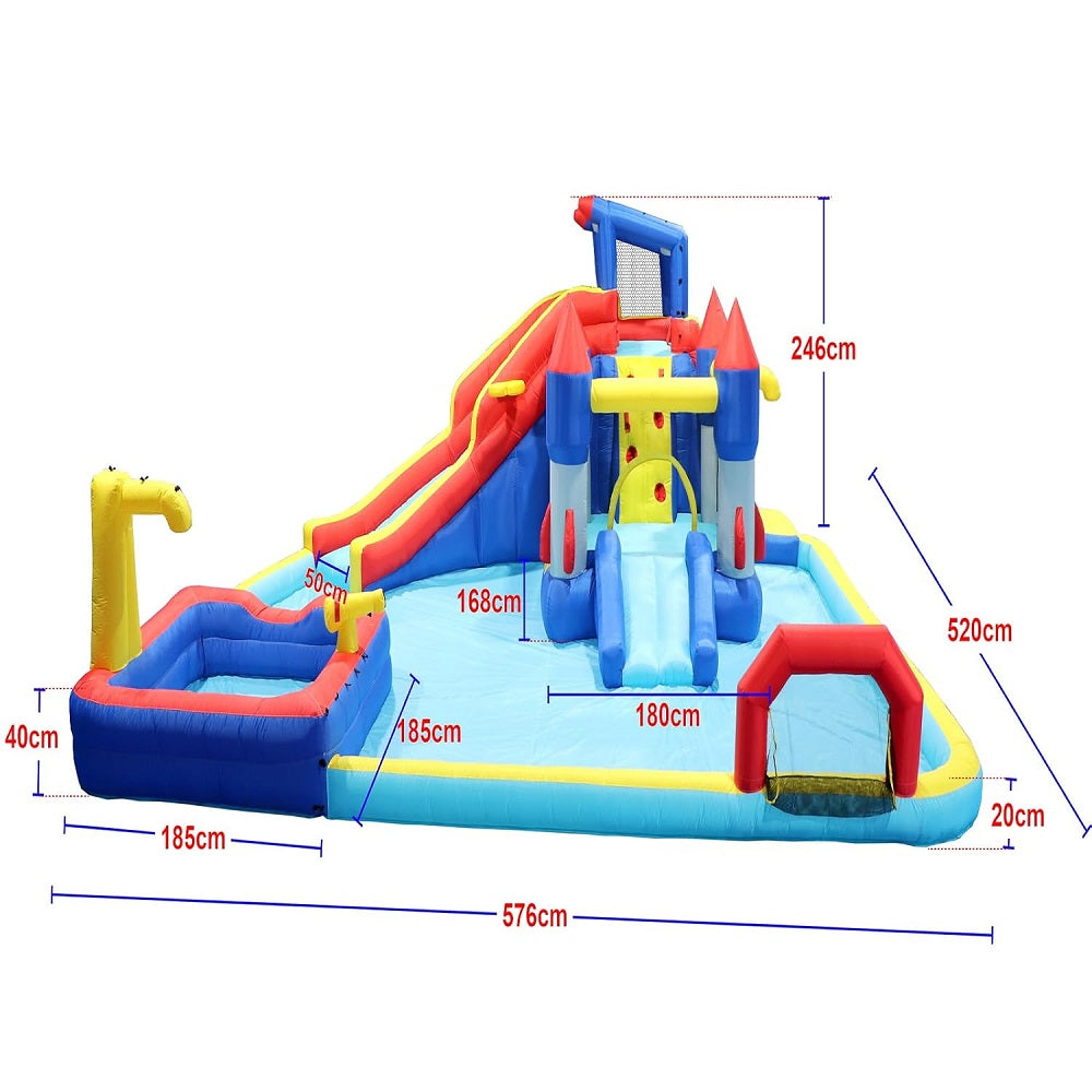 Megastar 10 in 1 Inflatable H20 Water Fight Bounce House Water Park for Kids,Slide Waterslide With Splash Pool & Basketball & Climbing Wall & Dual Pools & Soccer - Includes Blower - 18.92ft X 17.08 Ft X 8.08ft