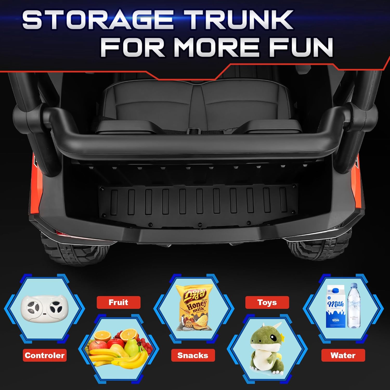 Megastar 24V 2 Seater Ride on Toys, 4X4 Ride on Car Truck With Remote Control