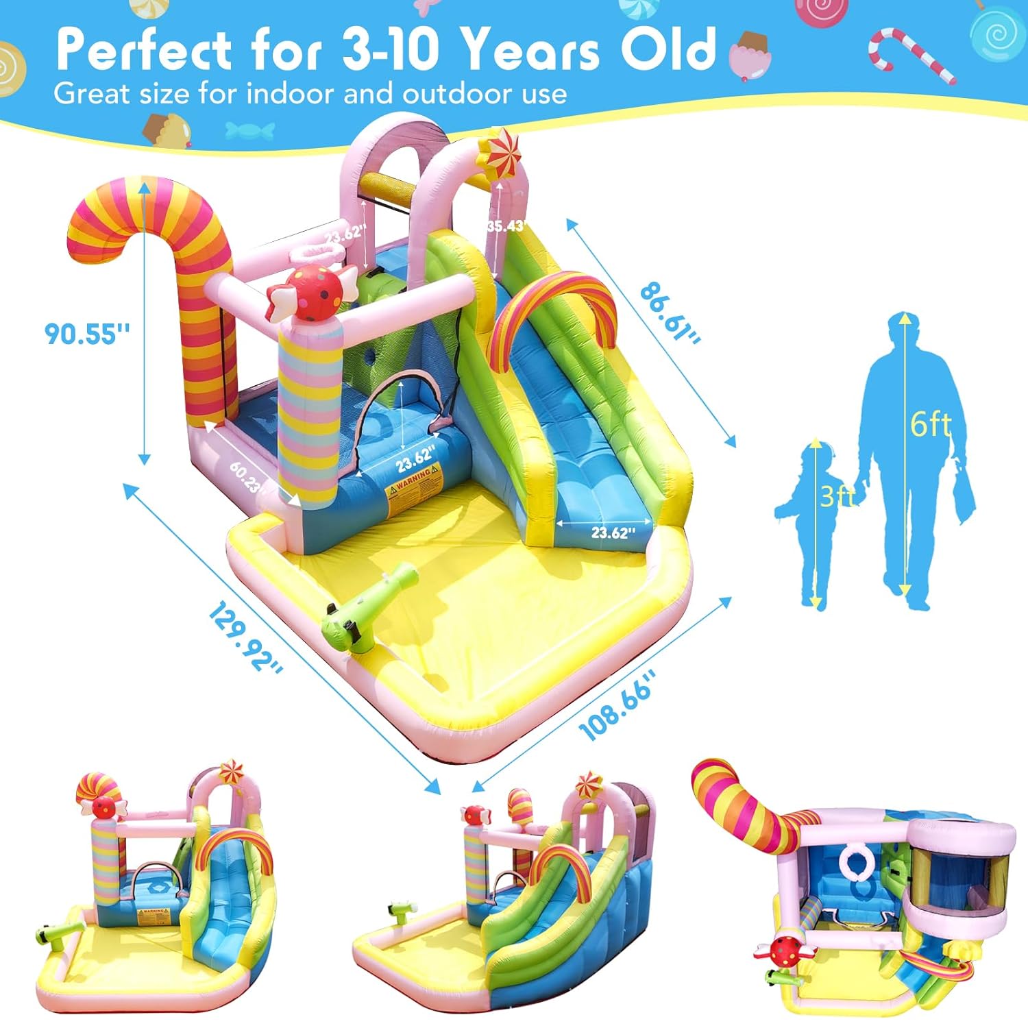 Inflatable Bounce House Water Slide for Kids dimensions