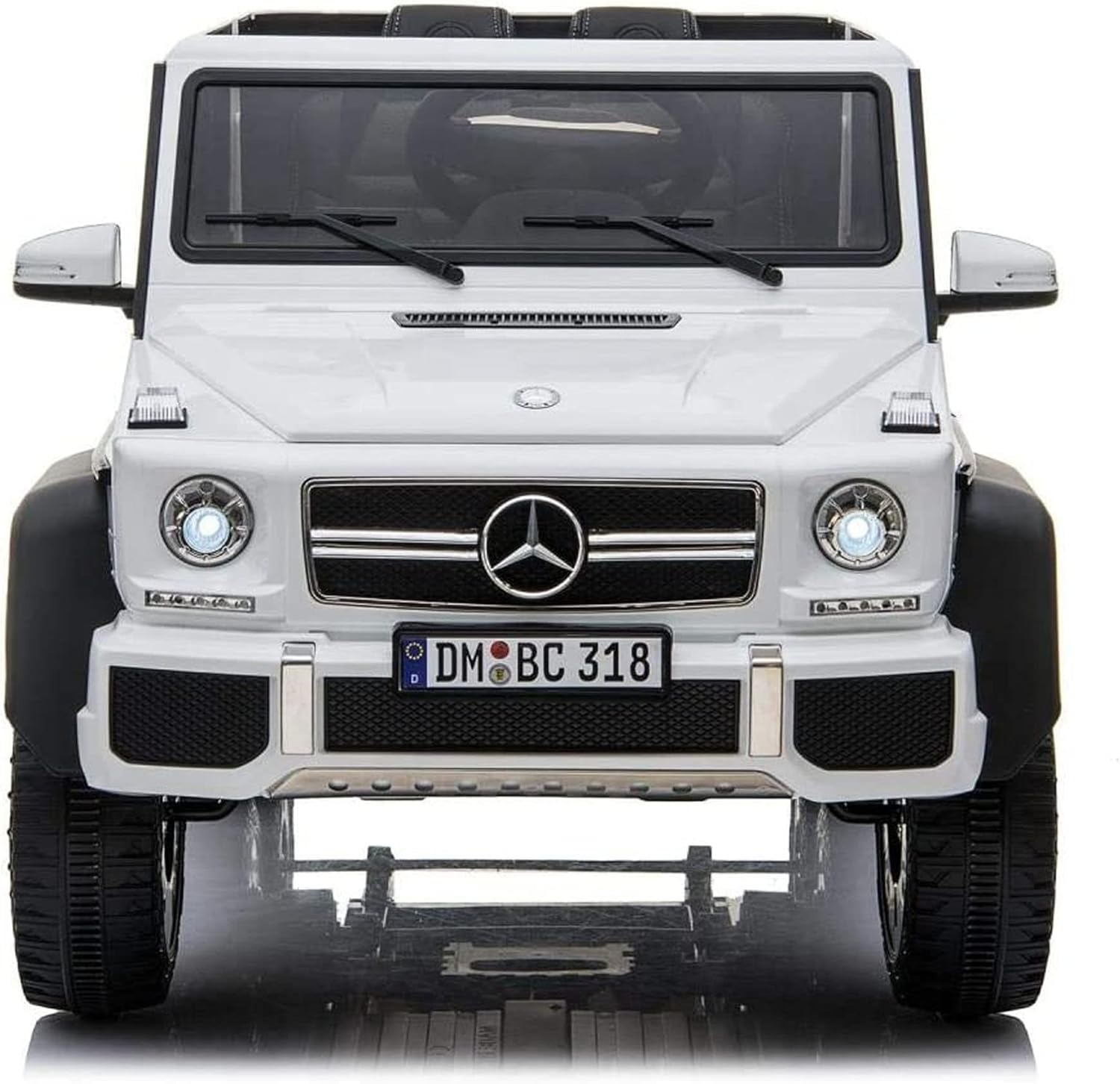 Front View of White Mercedes-Benz toy car