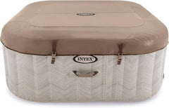 Intex 28446EX - PureSpa Chevron Deluxe Square 4 Seater Inflatable Hot Tub, 140 Jets, Heating, PVC, Multicoloured, 175 x 175 x 71 cm