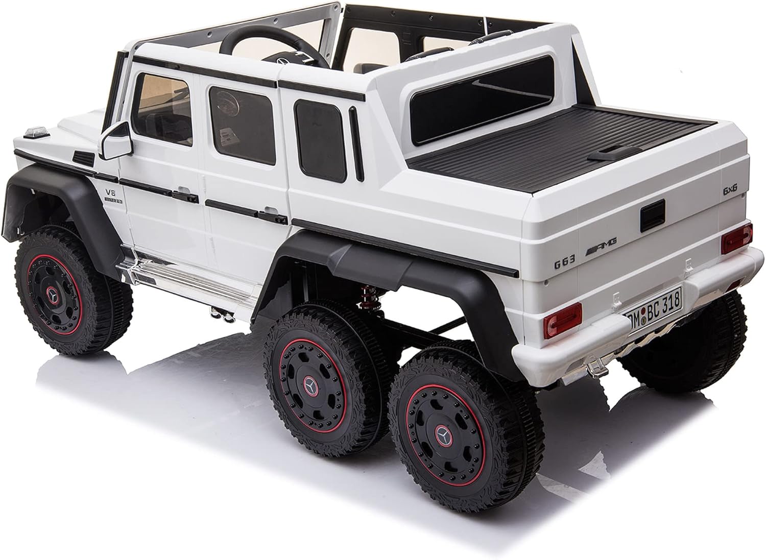 White off-road vehicle with black wheels, Mercedes-Benz AMG G63 6X6 Electric Kids Ride On Car 