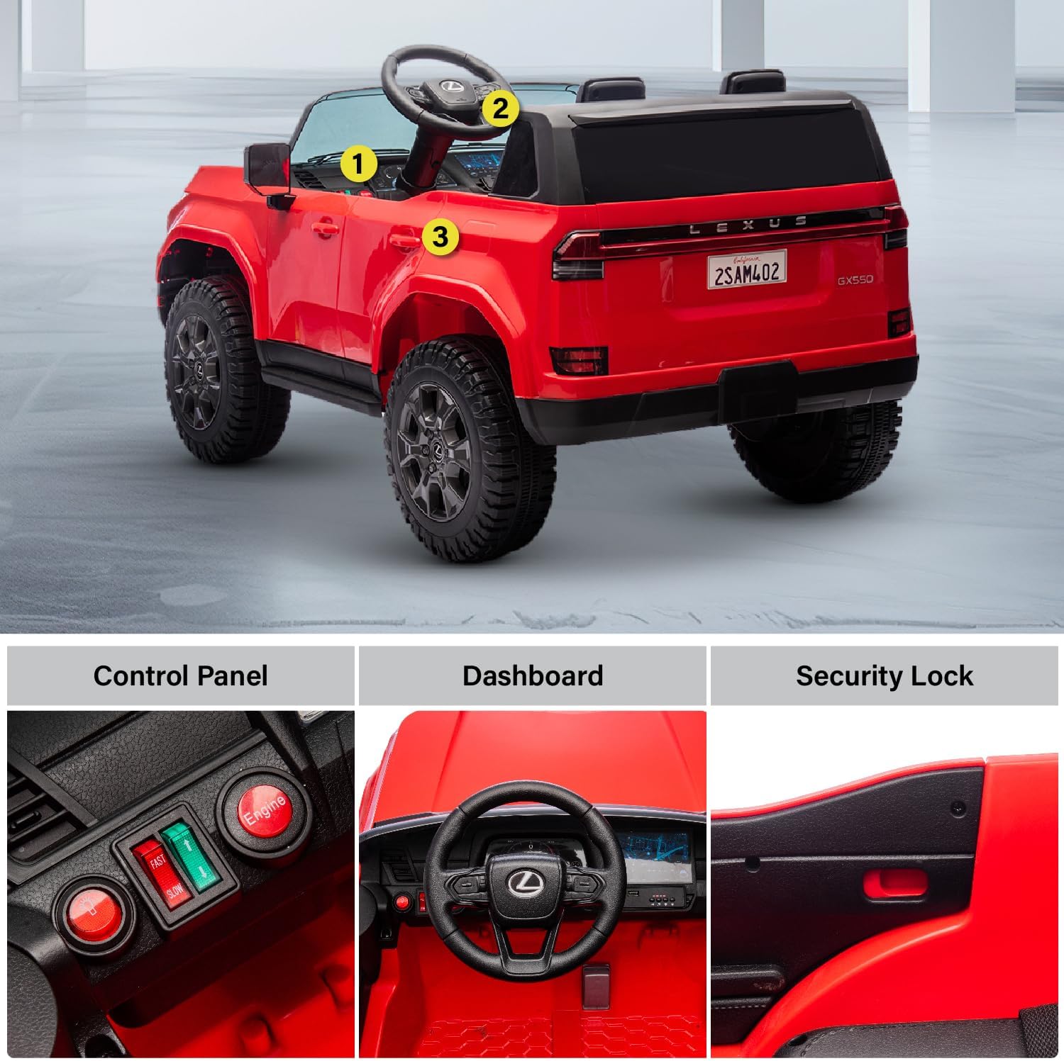 Megastar Rideon Licensed Lexus GX550 Kids Electric Car, Dual Motor With Remote Control