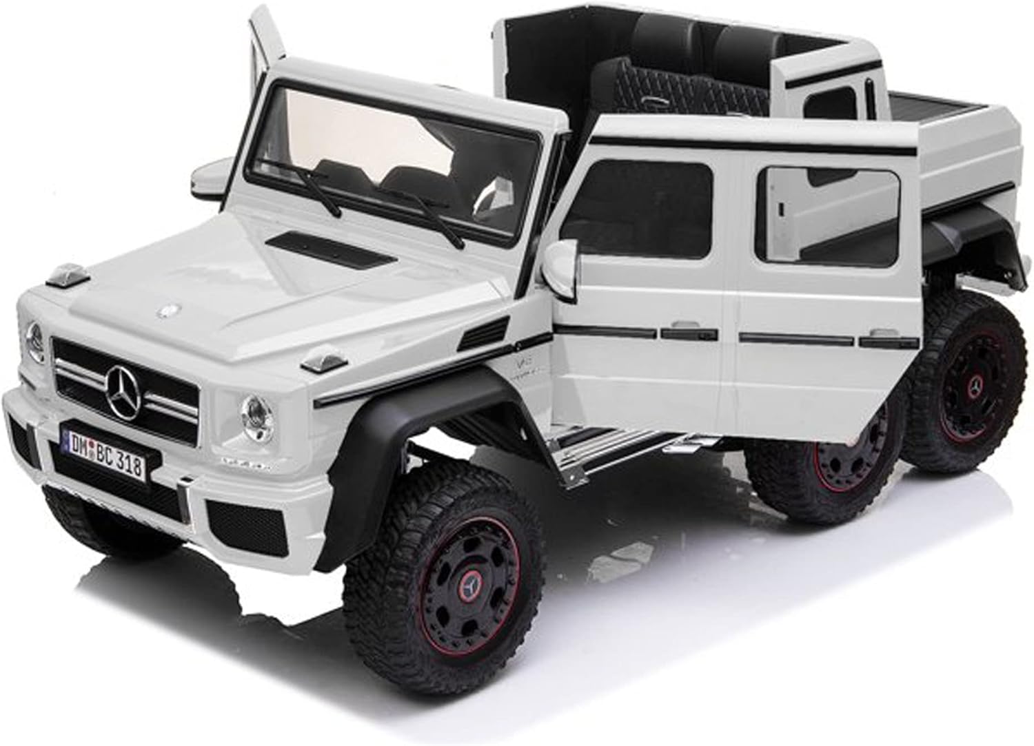 White toy truck Mercedes Benz AMG G63 6X6 Electric Kids Ride On Car