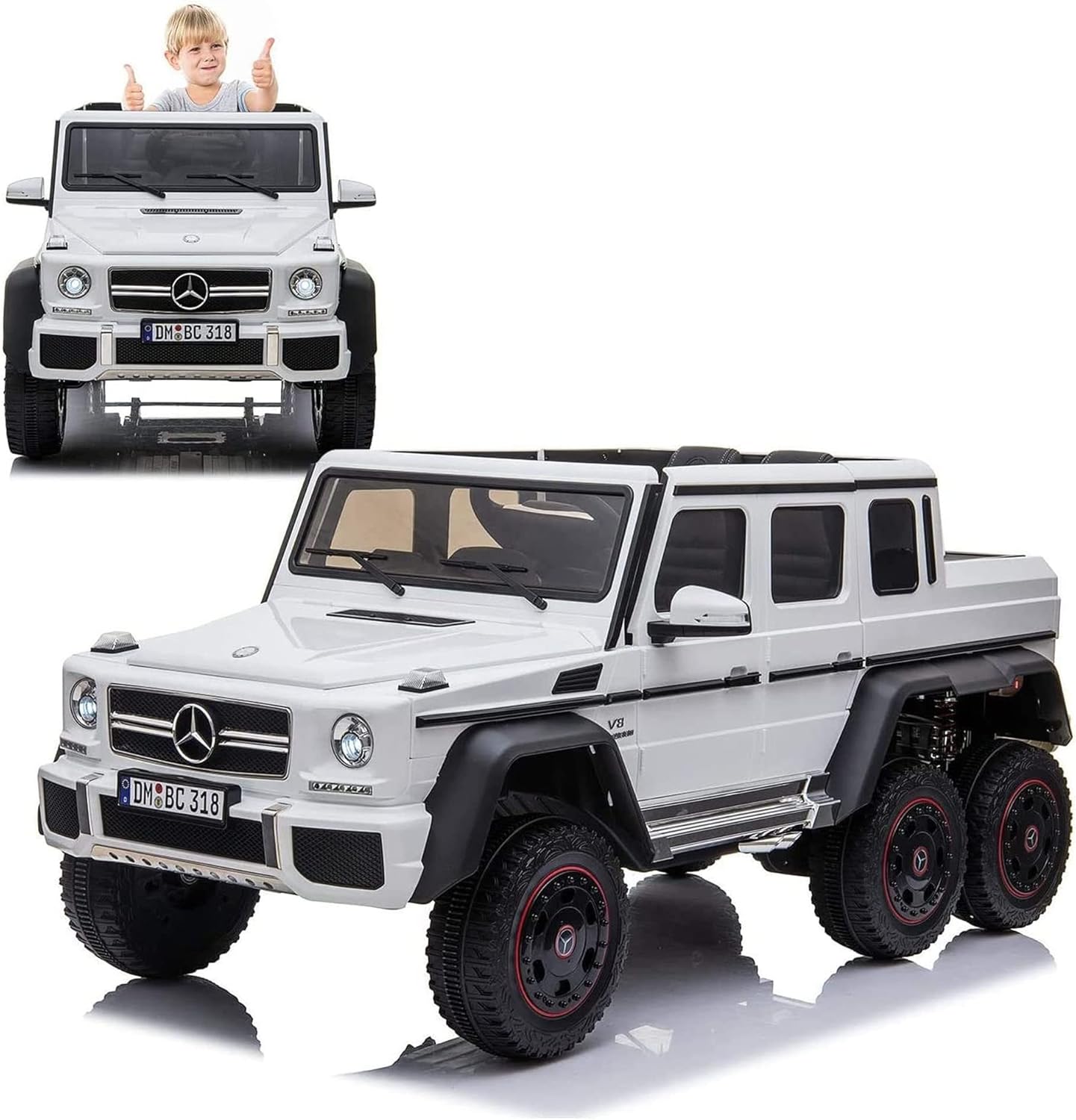 White toy Mercedes Benz AMG G63 6X6 Electric Kids Ride On Car