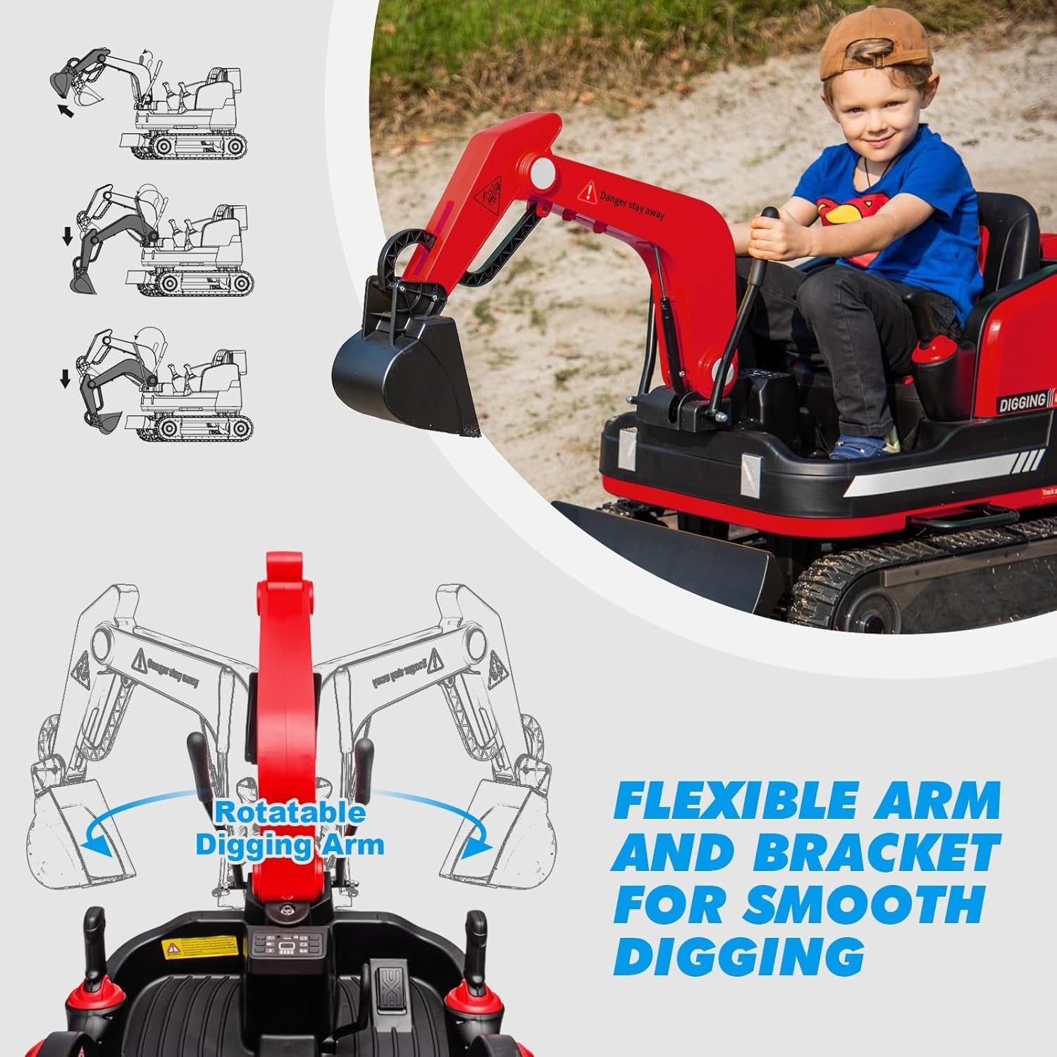 Megastar Electric Crawler Crane Rideon Kids Functional Construction 12 V Toy Car With Rc