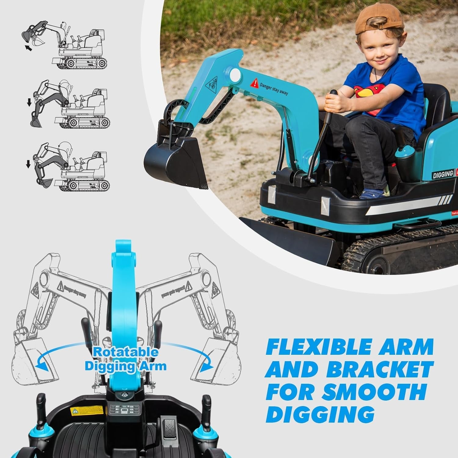 Megastar Electric Crawler Crane Rideon Kids Functional Construction 12 V Toy Car With Rc