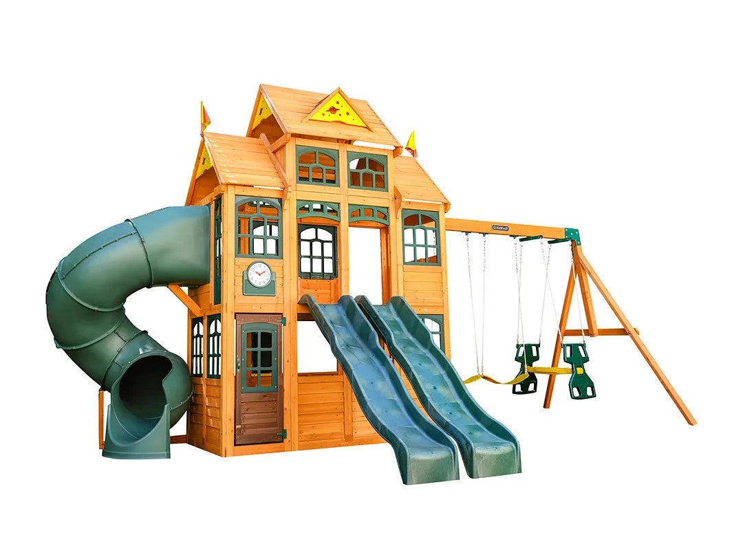 KidKraft Falcon Ridge Wooden Swing Set and slide Playset 