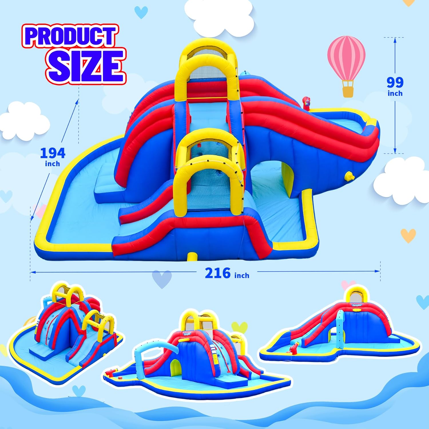 Product Size of Megastar Inflatable Water Slide Bounce House