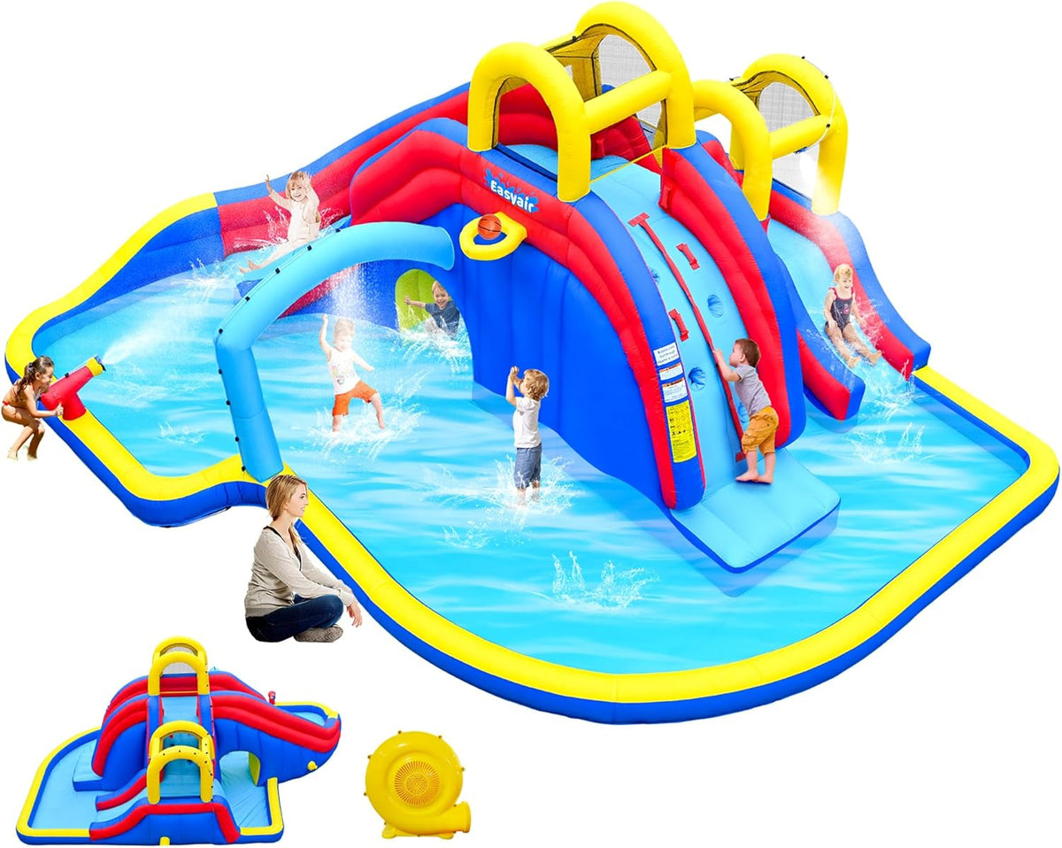 Kids Play Activities with Inflatable Water Slide and Splash Pools