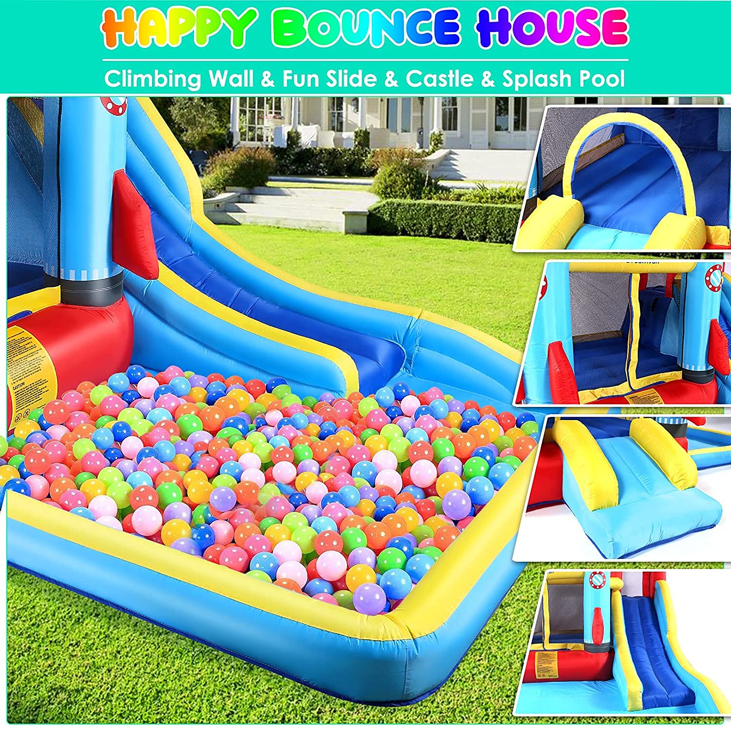 Climbing Wall Fun Slide and Splash Pool
