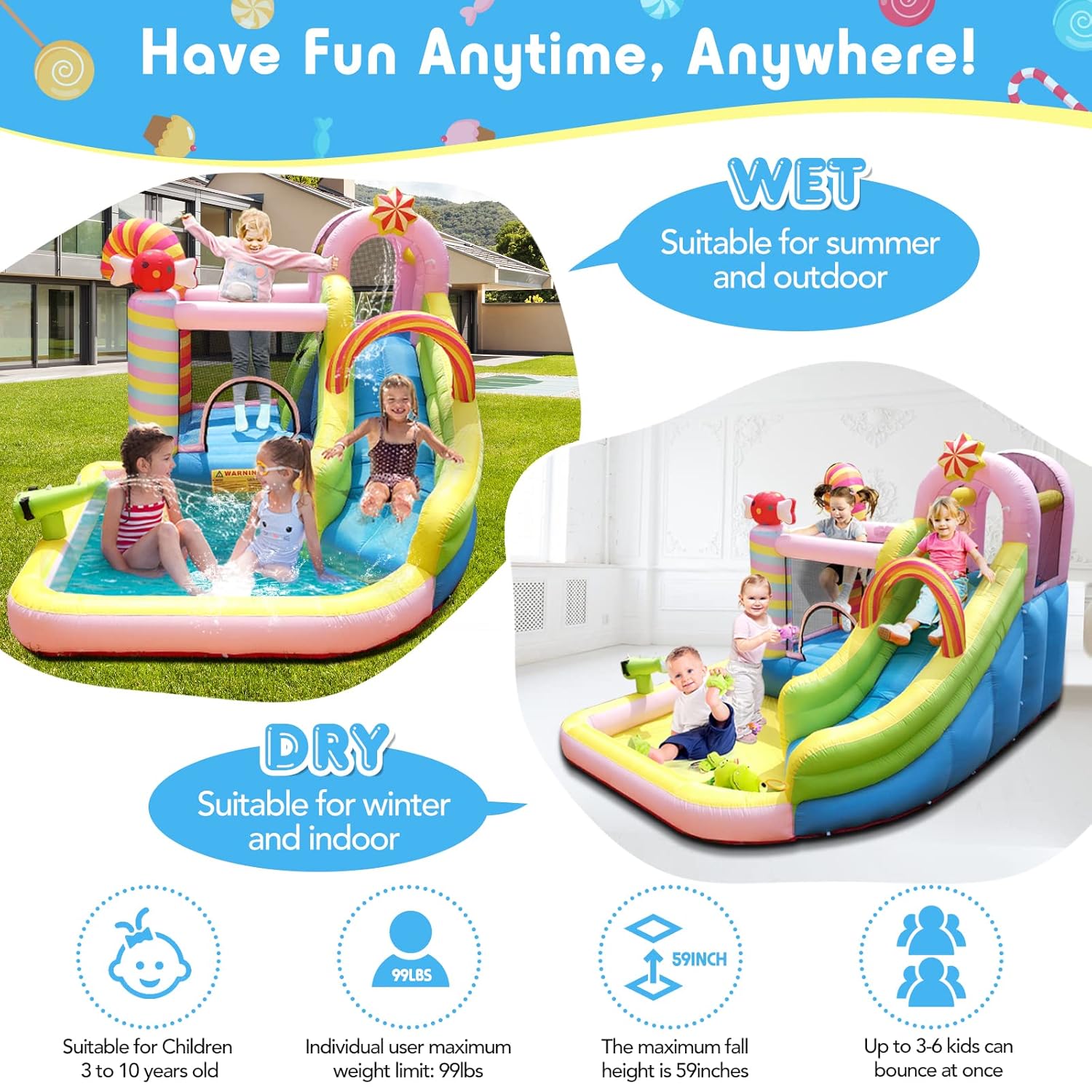 Inflatable Bounce House Water Slide for Kids Specifications