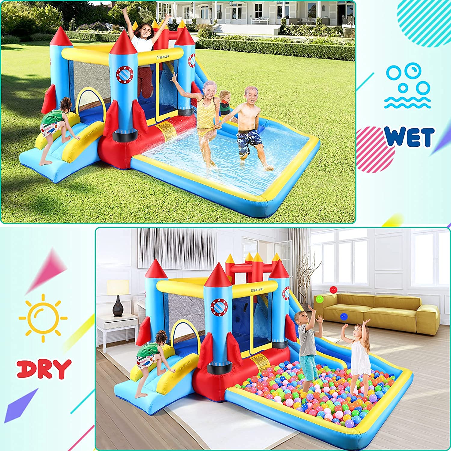 Wet and Dry Activities of Kids