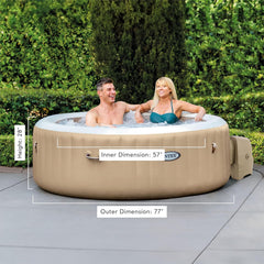 INTEX PureSpa 4 Person Bubble Massage Inflatable Hot Tub Spa Bundled and Adjustable Headrest