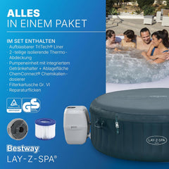 Advertisement for Bestway Lay-Z-Spa hot tub with features