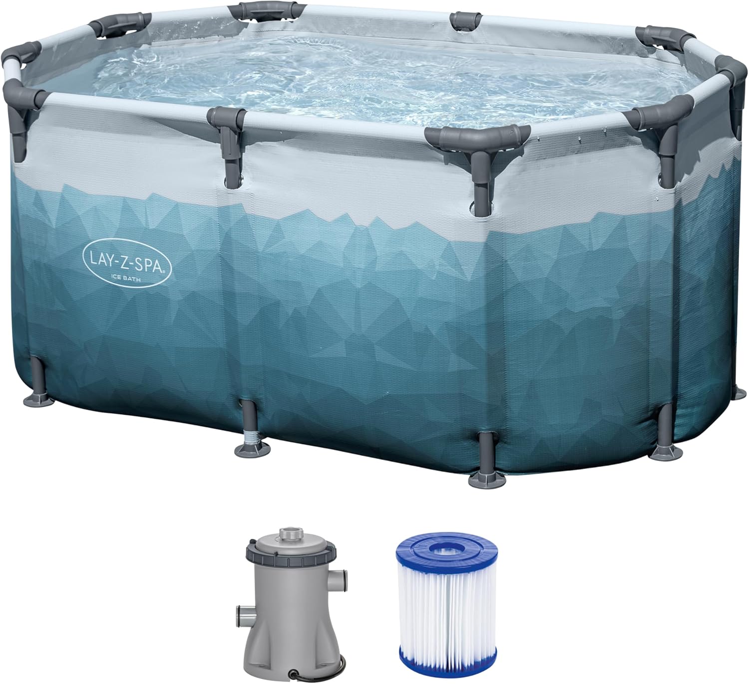 Inflatable pool with filter and pump