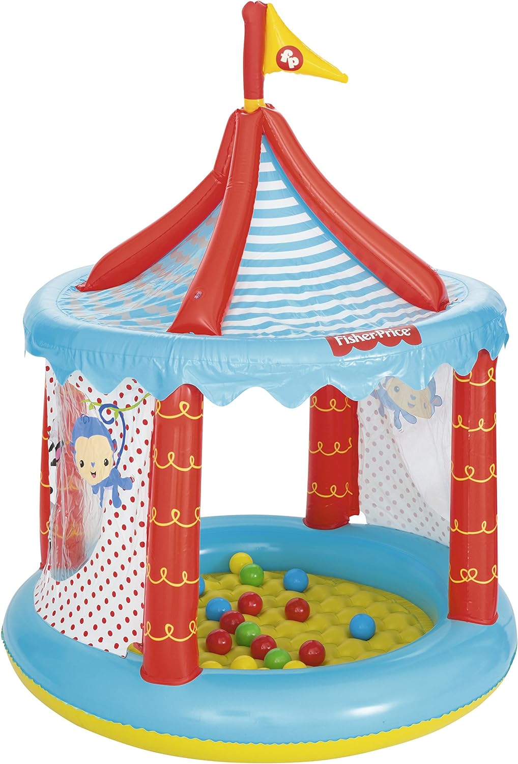 Bestway Fisher-Price Children's Inflatable Circus Ball Pit tent, Includes 25 Balls