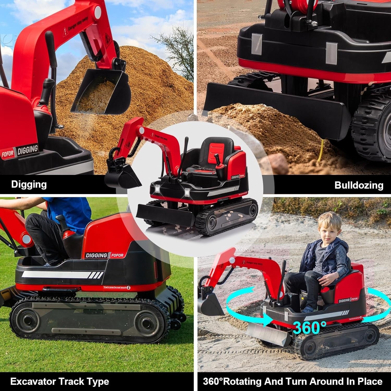 Megastar Electric Crawler Crane Rideon Kids Functional Construction 12 V Toy Car With Rc