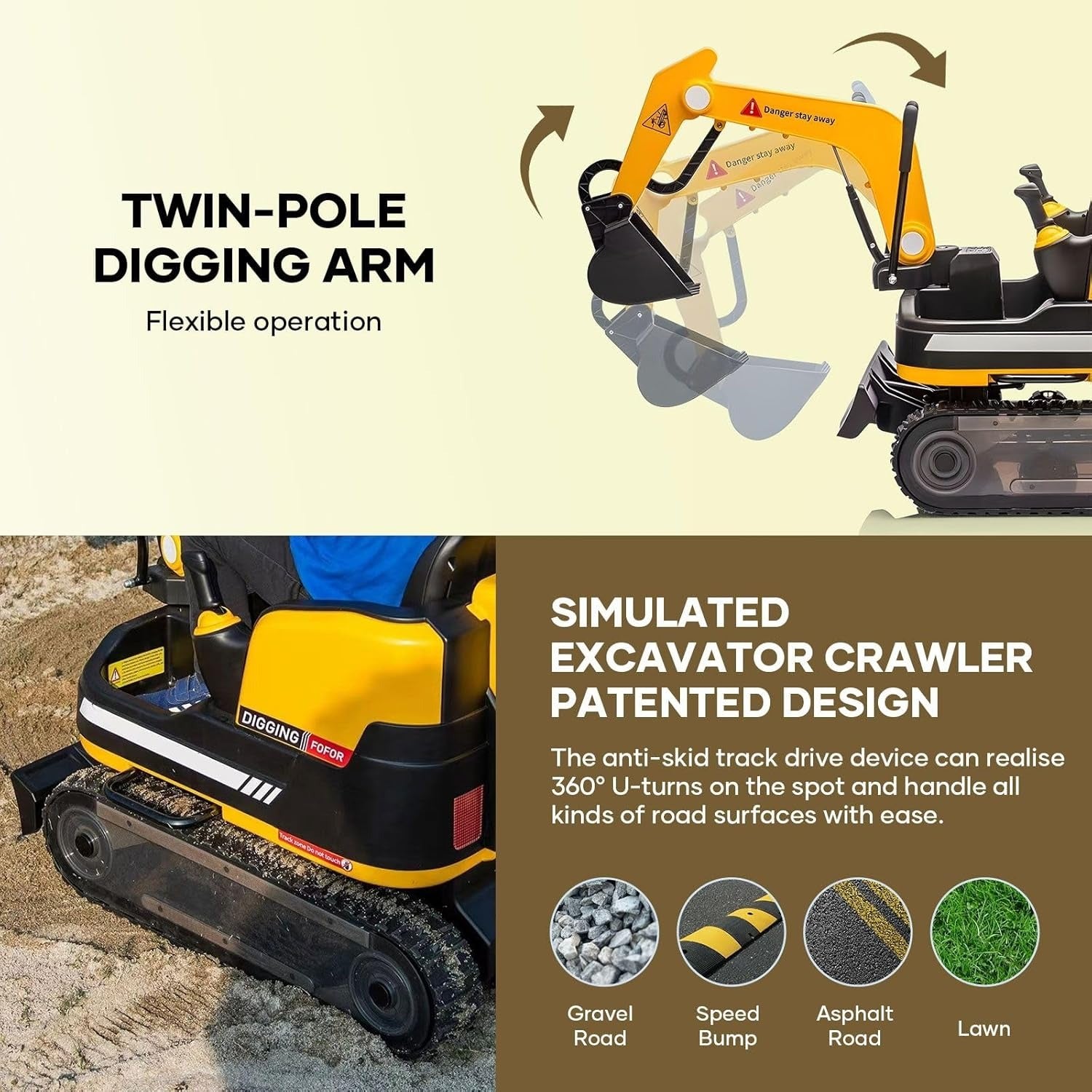 Megastar Electric Crawler Crane Rideon Kids Functional Construction 12 V Toy Car With Rc