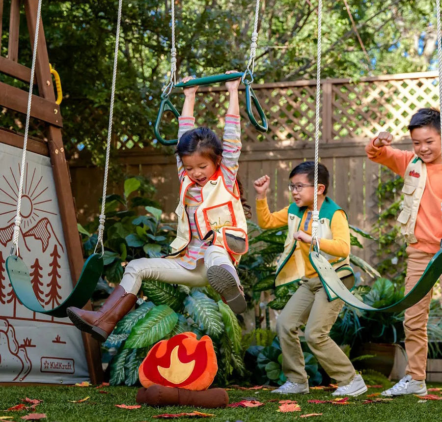 Kidkraft Ranger Retreat Wooden Swing in garden