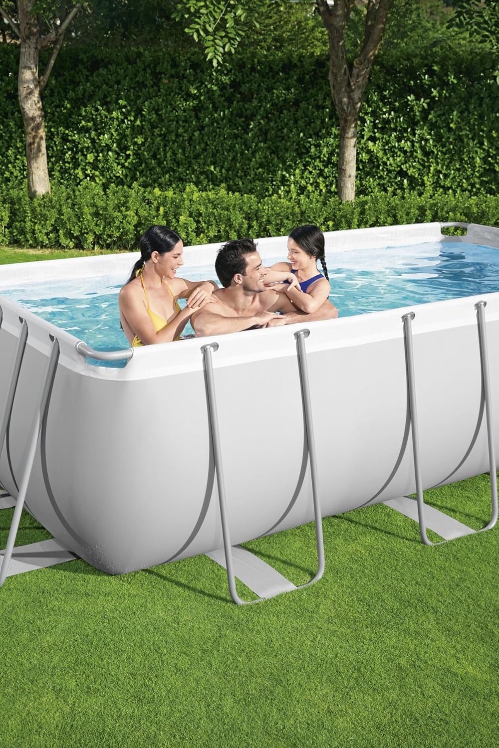 Bestway 16' X 8' X 48” Set Power Steel Rectangular Swimming Pool