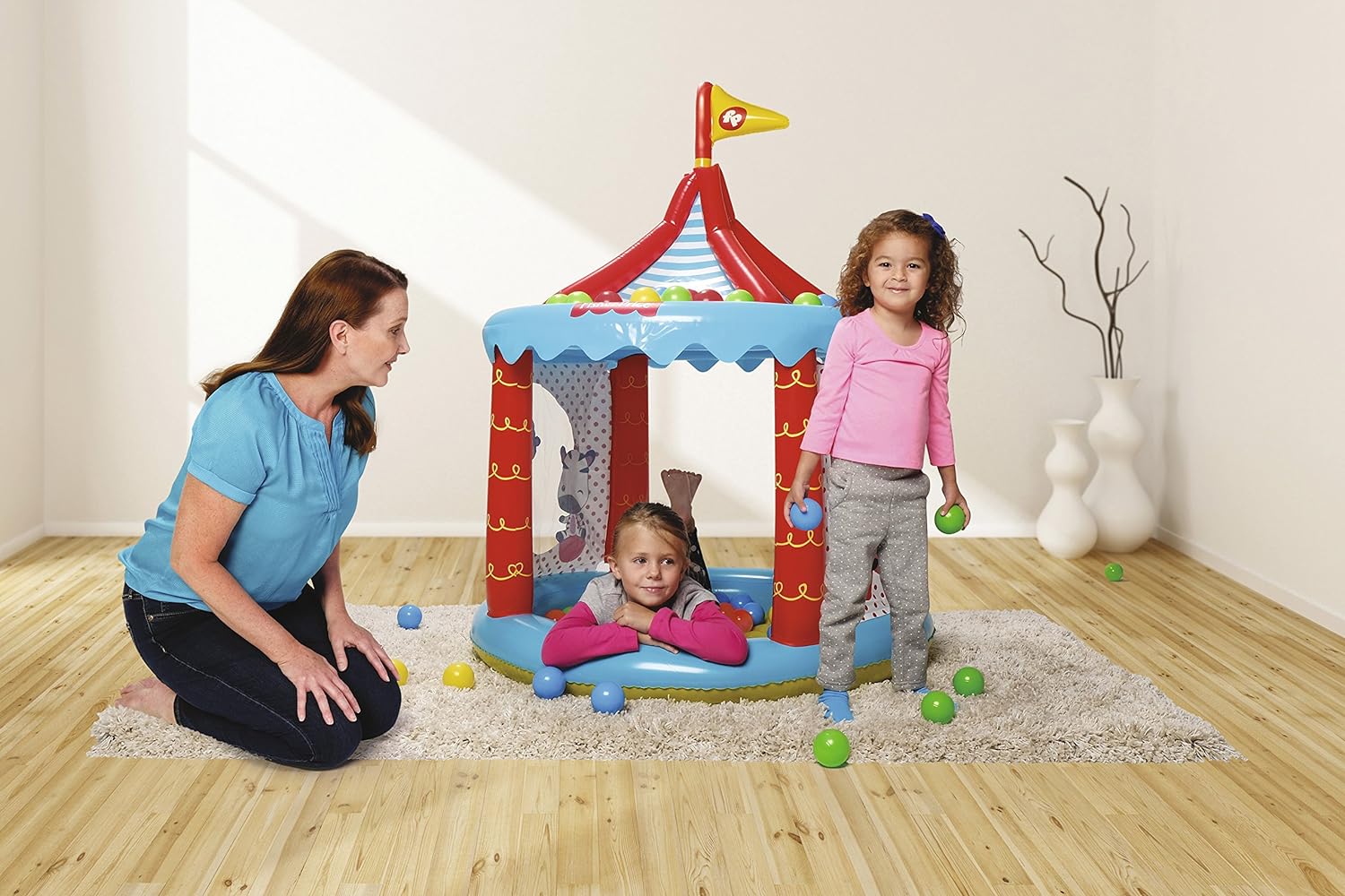 Bestway Fisher-Price Children's Inflatable Circus Ball Pit tent, Includes 25 Balls