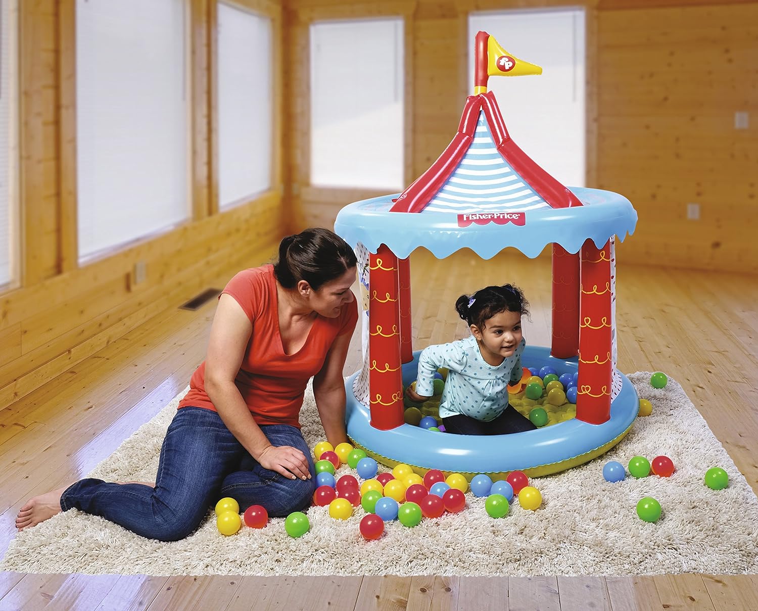 Bestway Fisher-Price Children's Inflatable Circus Ball Pit tent, Includes 25 Balls