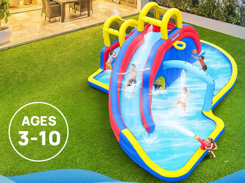 Age recommendation about Megastar Inflatable Water Slide Bounce House 