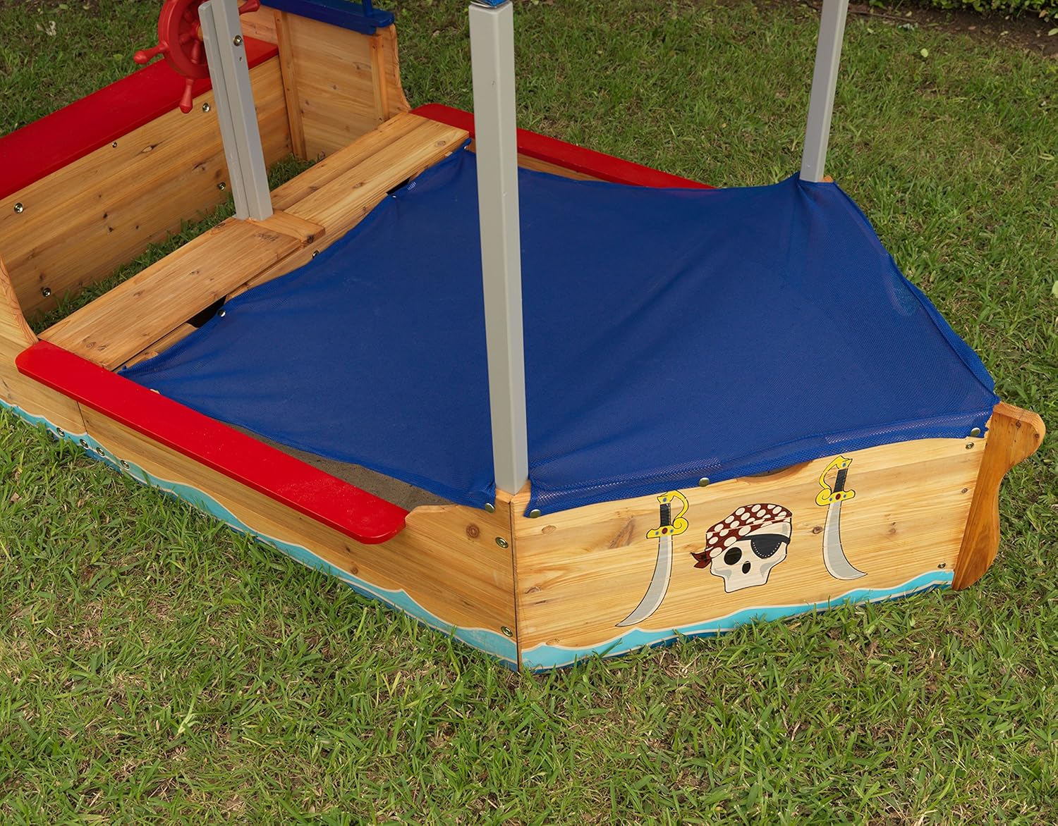Wooden sandbox with cover
