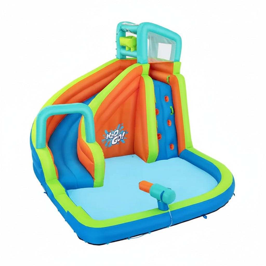 Kids inflatable water park with slide and pool area 
