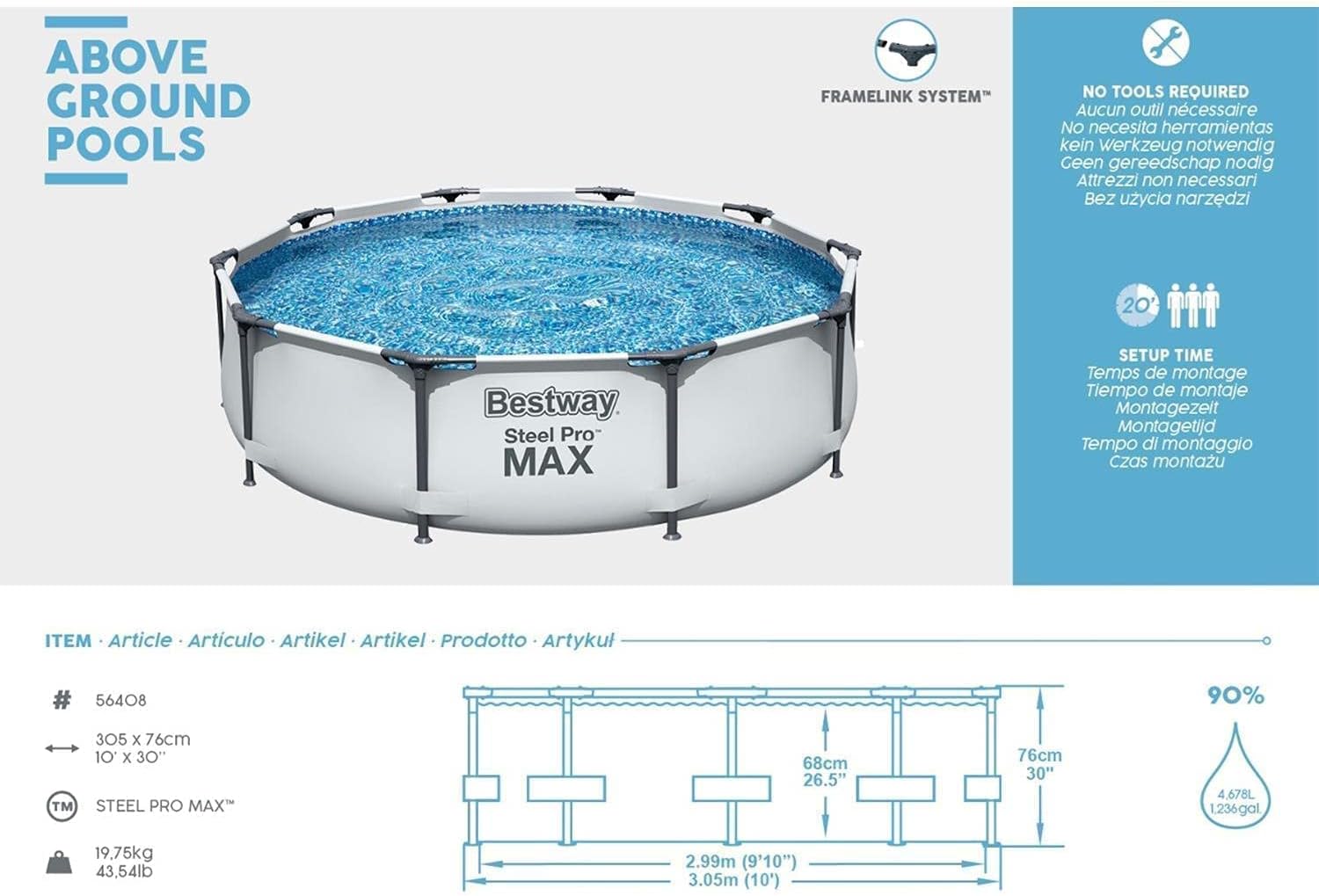 30 Inch Small Pool Bestway Steel Pro (10 feet x 30 inch) Above Ground Swimming Pool – Rafplay