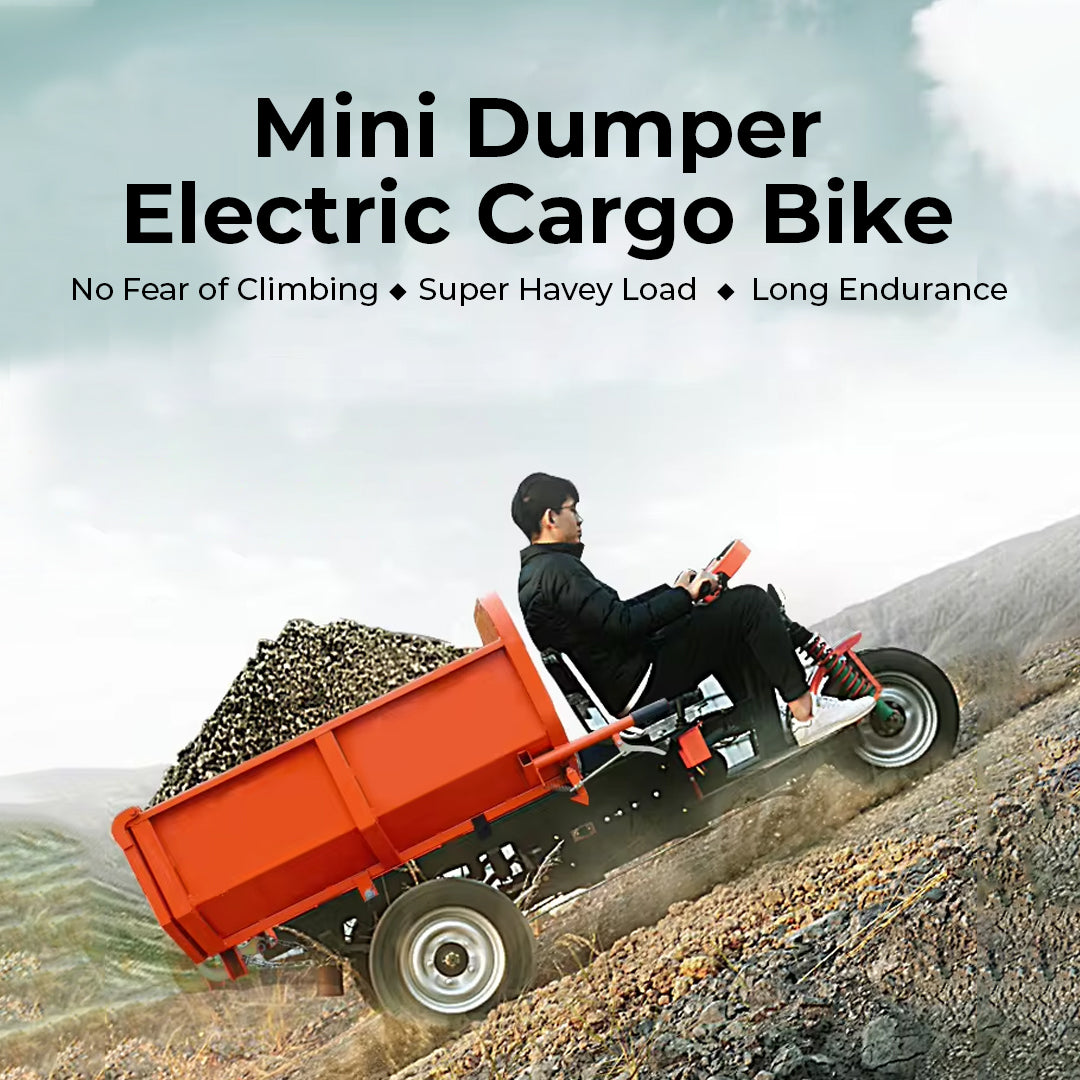 Megawheels Electric Cargo Bike Mini Dumper Tractor and Flatbed Loader Tricycle for Construction