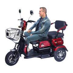 Electric Cargo Mobility Foldable Scooter Tricycle For 3 Passengers 600 watts